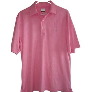Greg Norman Play Dry Golf Polo Shirt Mens Medium Pink & White Performance Preppy